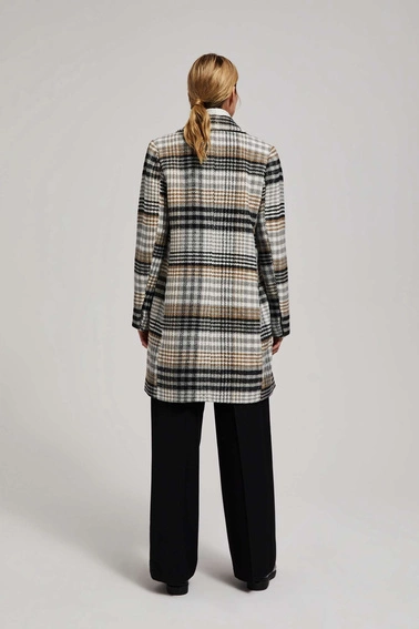 Dwurzędowy płaszcz w kratę