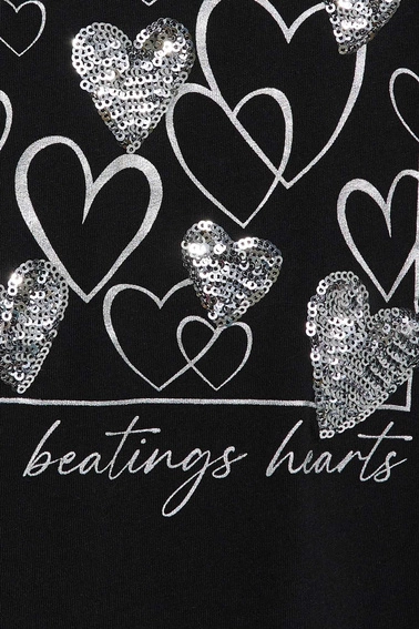 T-shirt z nadrukiem serc czarny