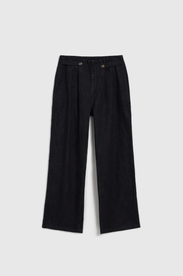 Jeansy z szerokimi nogawkami granatowe