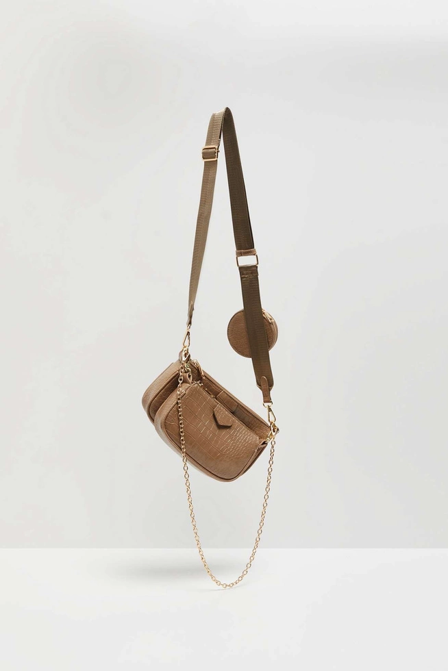 Torebka na ramię ciemnobeżowa