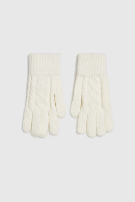 Rękawiczki na zimę ecru