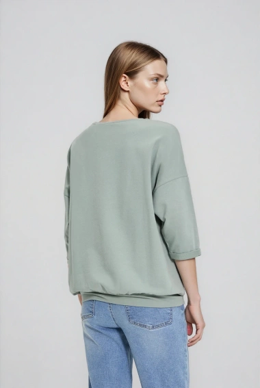 Bluza z bawełny oliwkowa