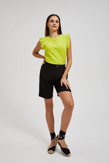 Gładkie lniane szorty czarne