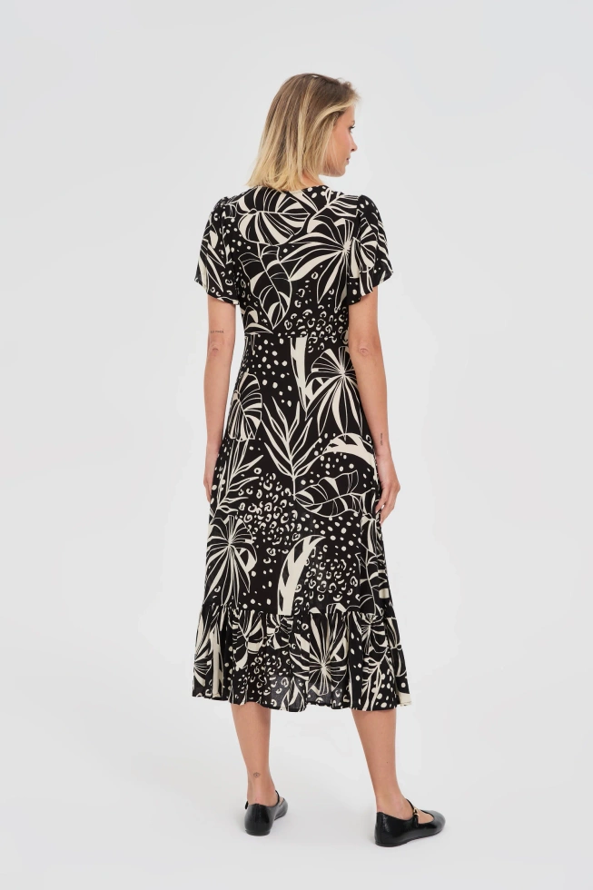 Wiskozowa sukienka z wzorem czarna