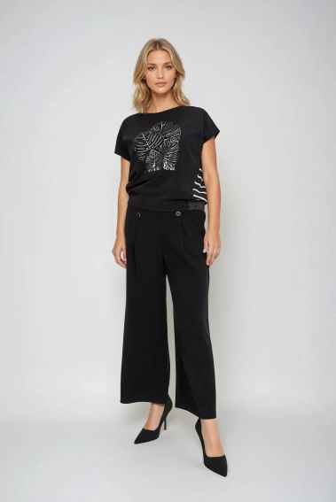 Bluzka z bawełny z printem czarna