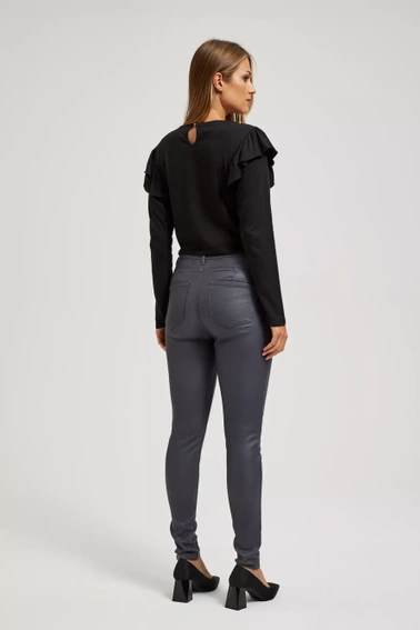 Woskowane spodnie typu rurki szare