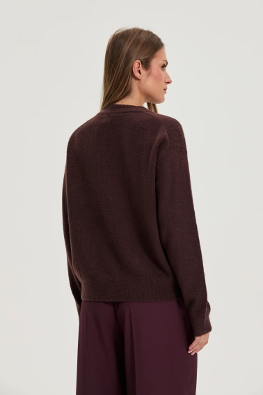 Gładki sweter brązowy