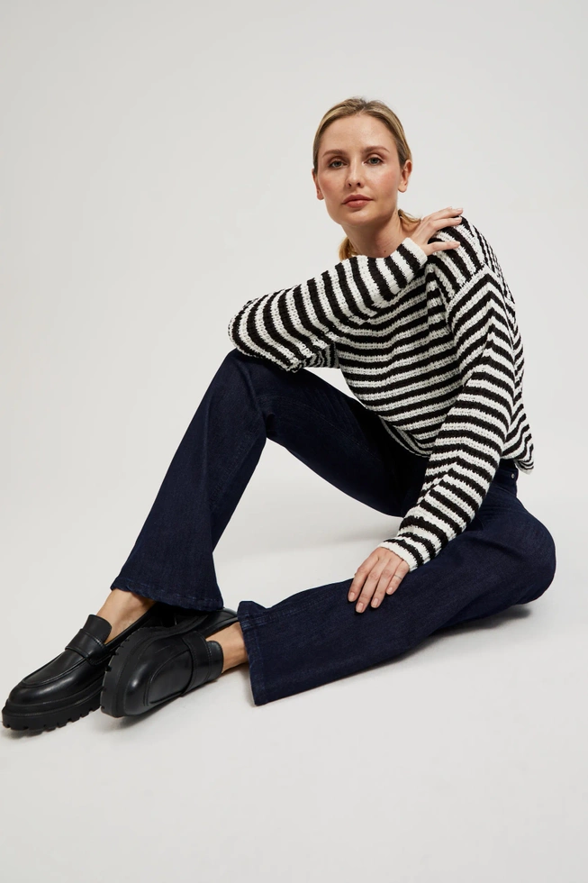 Gładkie jeansy bootcut granatowe