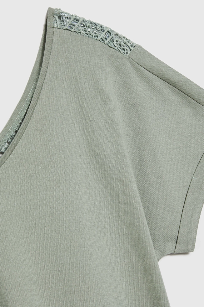 Bluzka z bawełny oliwkowa