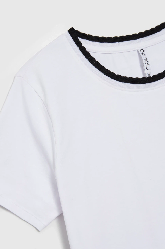 Gładka bluzka z krótkimi rękawami biała