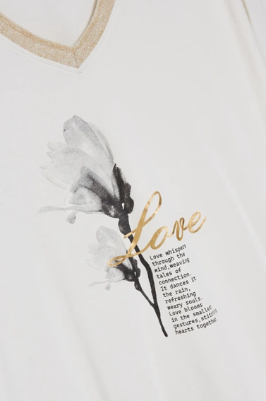Bawełniana bluzka z nadrukiem biała