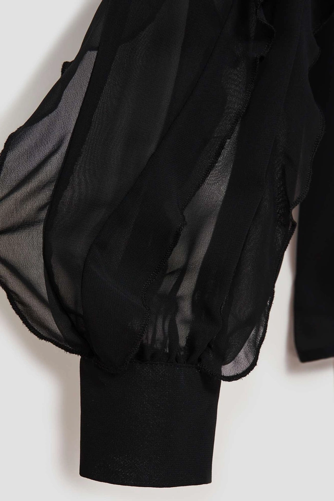 Koszula z falbanami na rękawach czarna