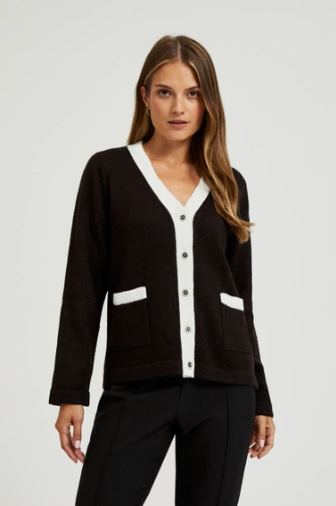 Kardigan z ozdobnymi guzikami z długimi rękawami czarny