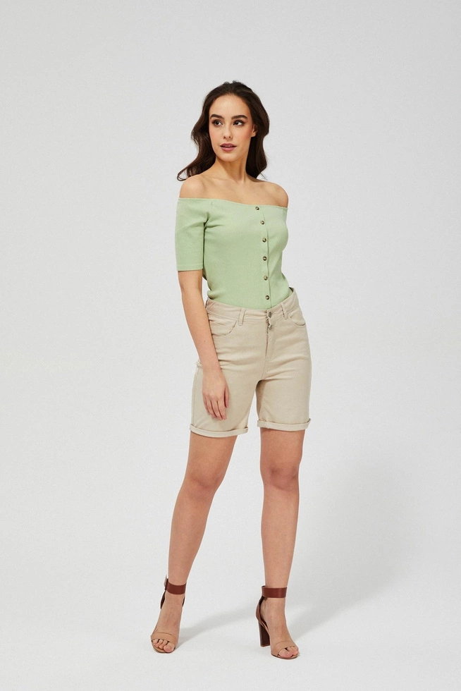 Szorty lyocell o długości do połowy uda beżowe