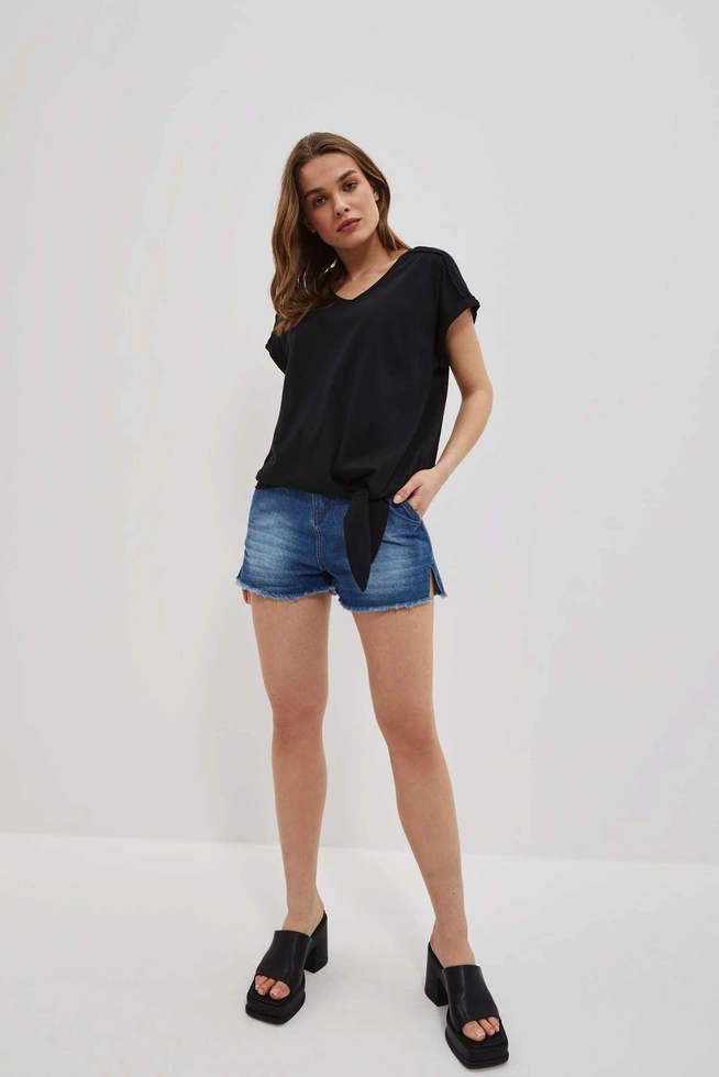 T-shirt z wiązaniem czarny