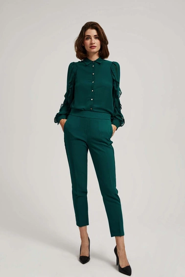 Koszula z falbanami na rękawach szmaragdowa