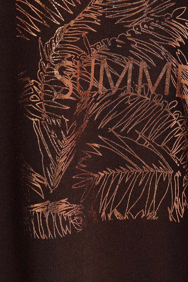 Bluza z nadrukiem ciemnbrązowa