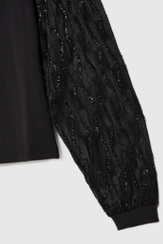 Bluzka z ozdobnymi rękawami czarna
