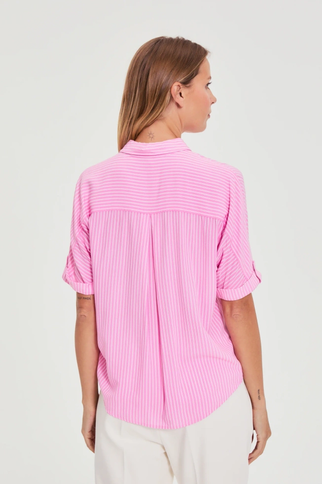 Koszula w paski różowa
