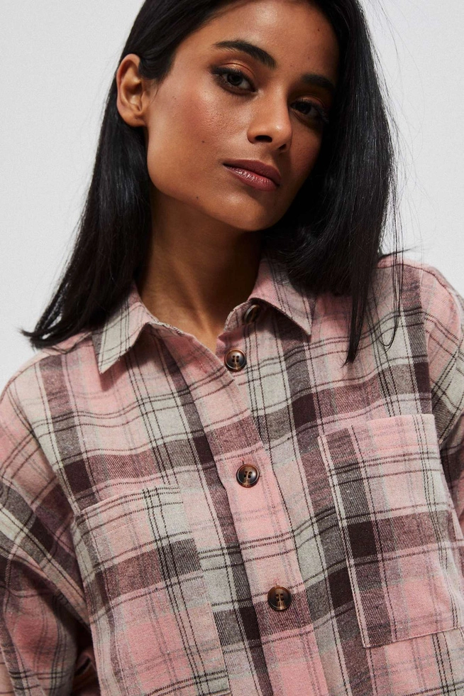 Koszula w kratę różana