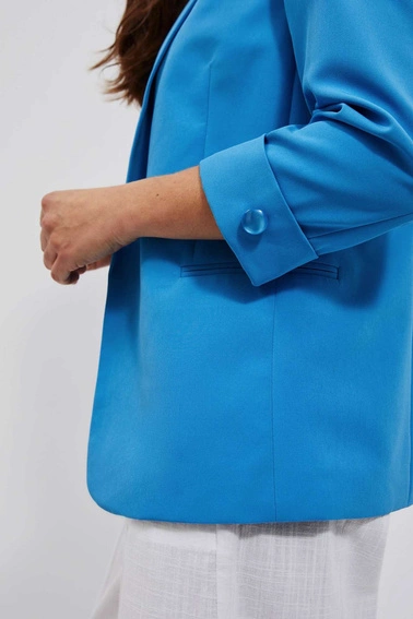 Marynarka z rękawami 3/4 i kieszeniami lazurowa