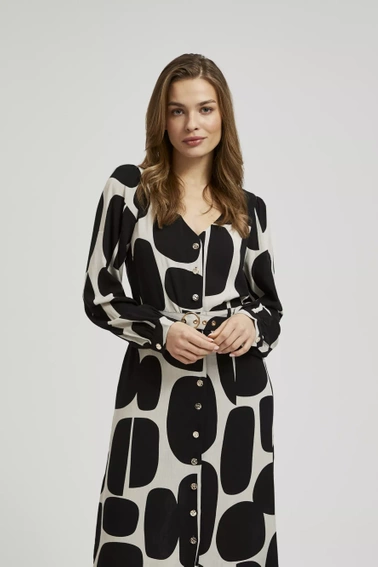 Sukienka z długimi rękawami i paskiem czarna