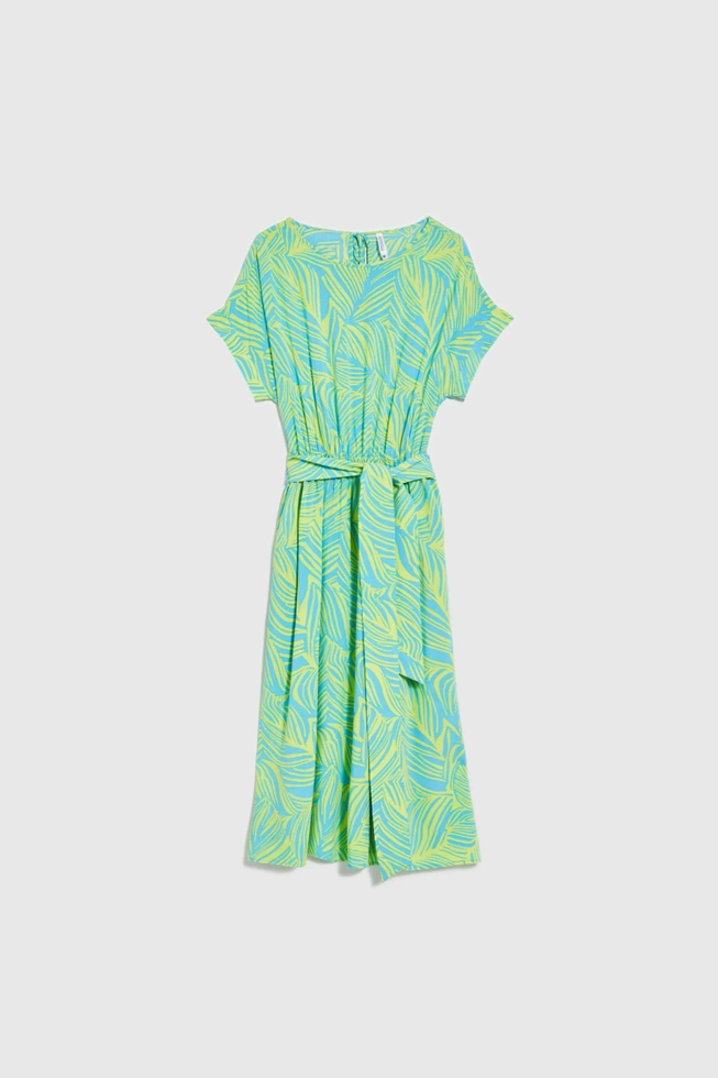 Sukienka z wiązaniem w talii turkusowa