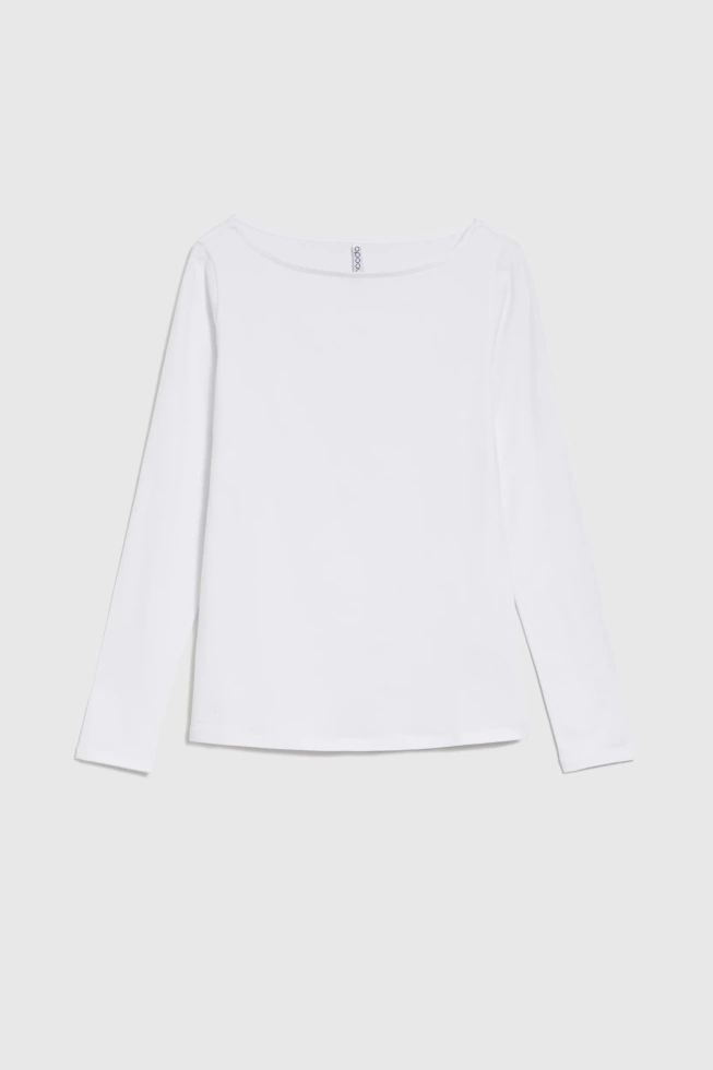 Dopasowana bluzka z długimi rękawami biała