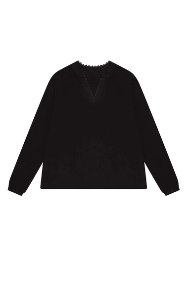 Gładka koszula z wiskozy czarna