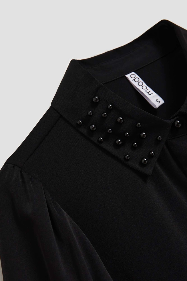 Koszula z ozdobnym kołnierzykiem czarna