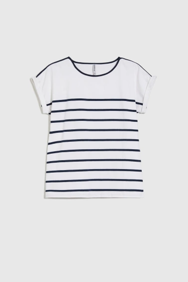 Bawełniana bluzka w paski granatowa