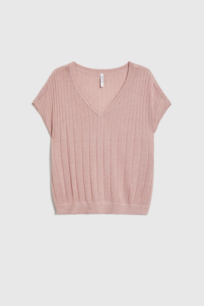 Sweter z krótkimi rękawami różowy