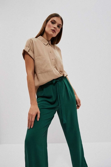 Koszula z krótkim rękawem ciemnobeżowa