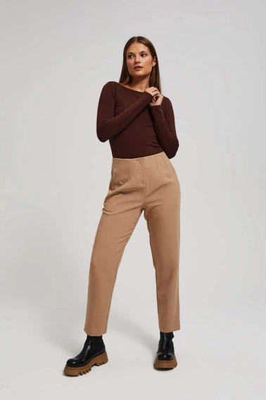 Spodnie z prostą nogawką ciemnobeżowe