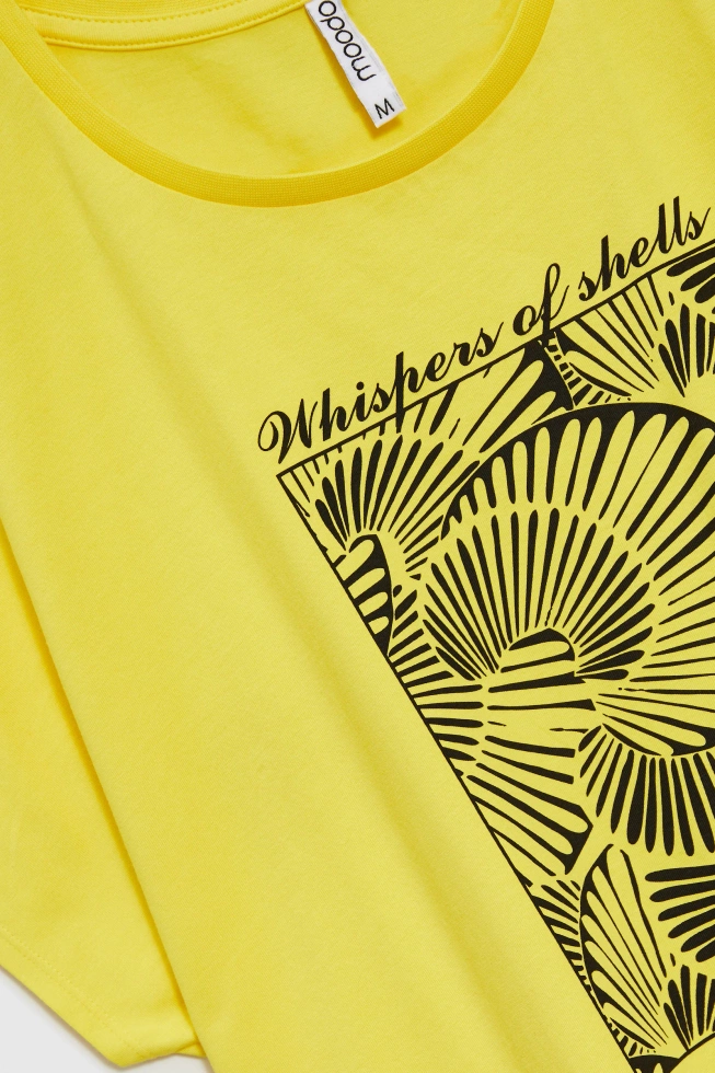 Bawełniana bluzka z nadrukiem żółta