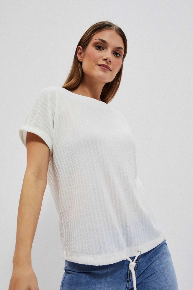 Bluzka ze strukturalnej tkaniny perłowa