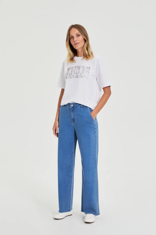 Bawełniany t-shirt z nadrukiem biały