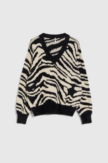 Wzorzysty sweter czarny