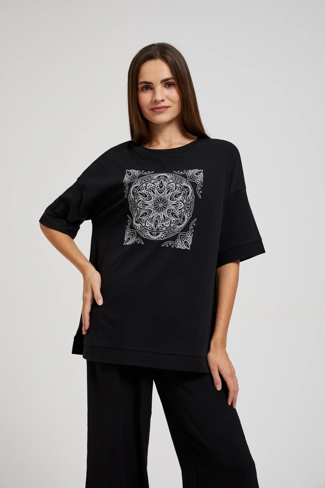 Bluzka oversize z krótkimi rękawami czarna