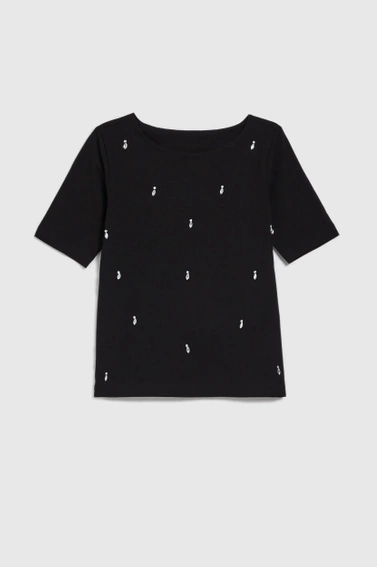 Bluzka ozdobiona koralikami czarna