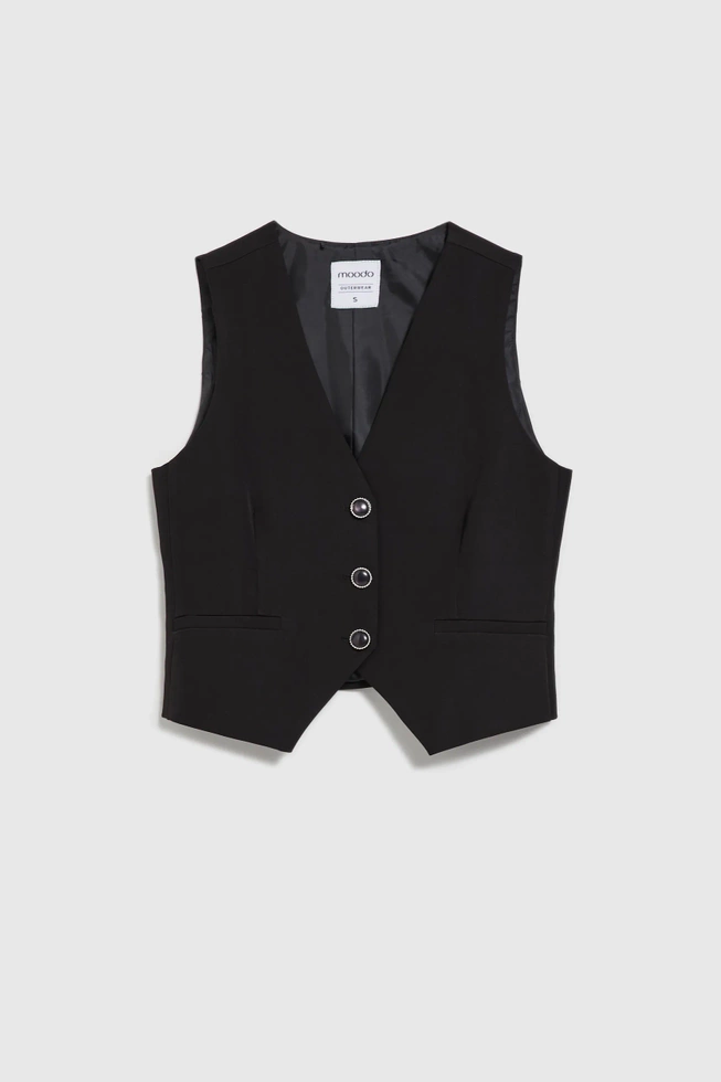 Kamizelka z ozdobnymi guzikami czarna