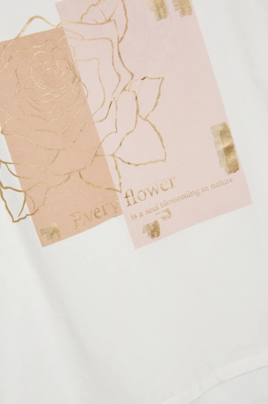 Bawełniana biała bluzka z nadrukiem