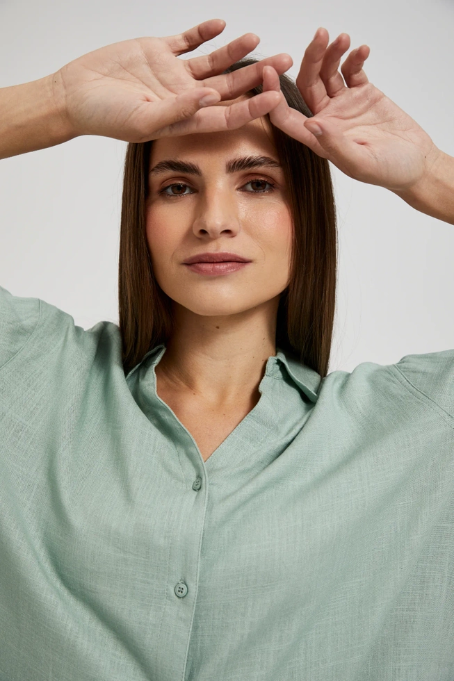 Lniana koszula oliwkowa