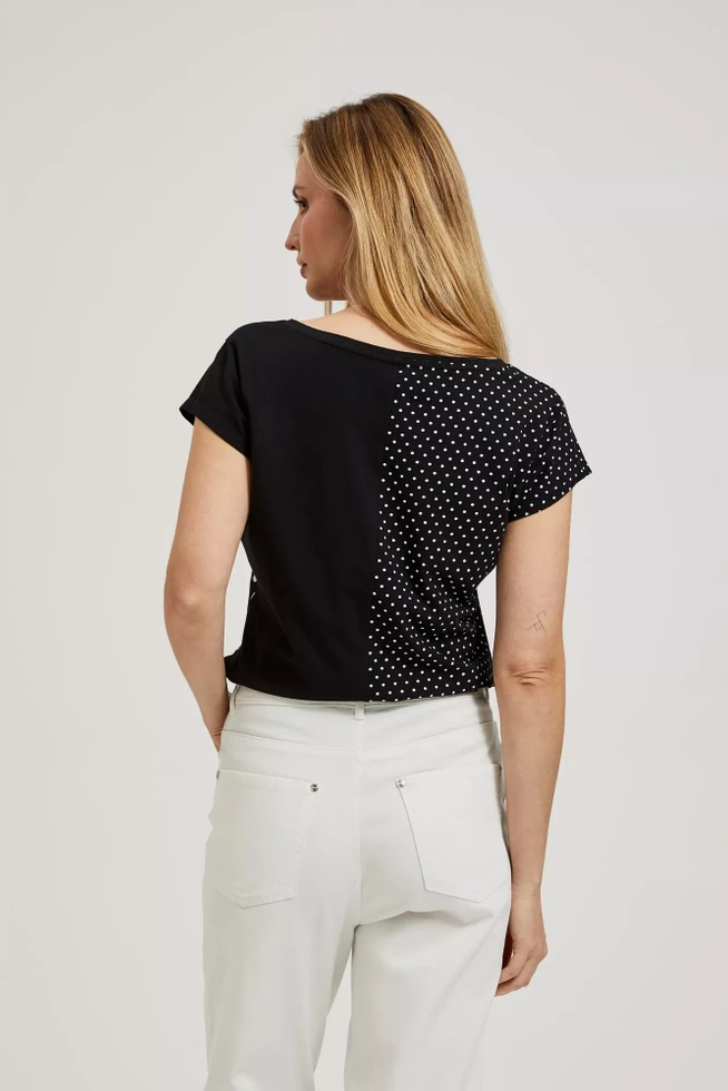 Bluzka ze wzorem kropek i krótkimi rękawami biała