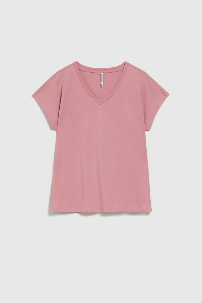 Bluzka z dekoltem w serek różowa