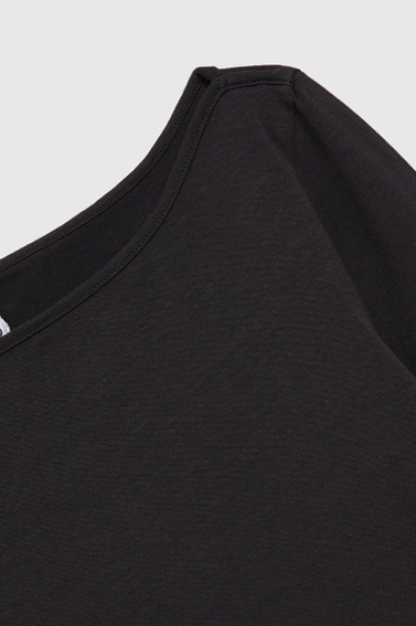 Gładka bluzka z długimi rękawami czarna