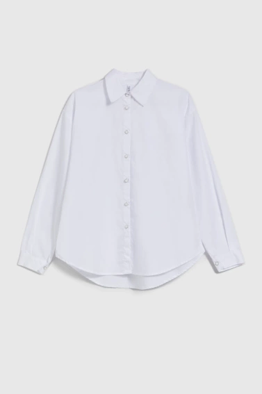 Gładka koszula z dlugimi rękawami biała 