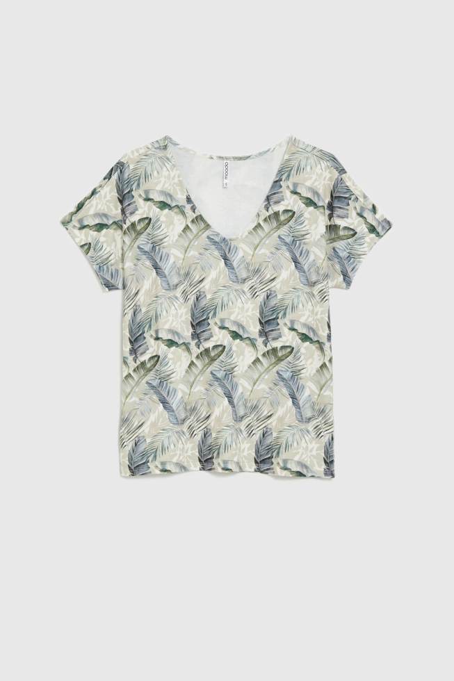 Bluzka z dekoltem w serek beżowa