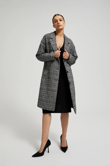 Płaszcz oversize w kratę czarny