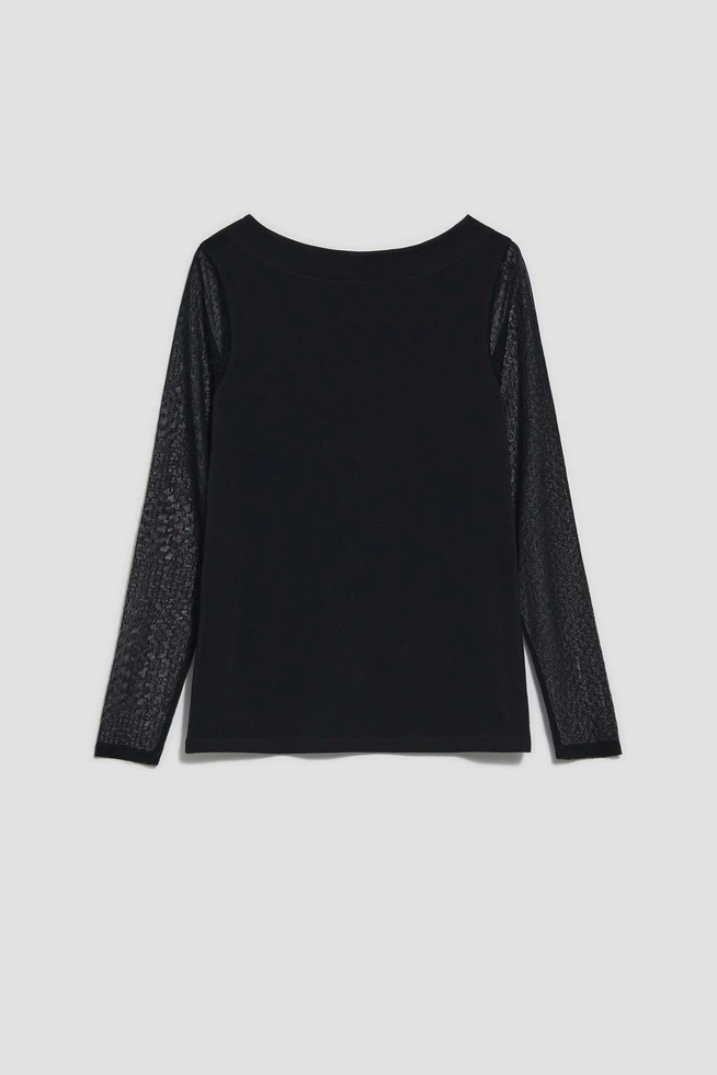 Bluzka z transparentnymi rękawami czarna